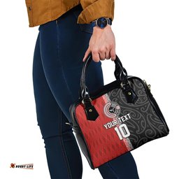 Custom Tonga and New Zealand Rugby Shoulder Handbag Maori Mix Ngatu Pattern