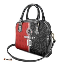 Custom Tonga and New Zealand Rugby Shoulder Handbag Maori Mix Ngatu Pattern