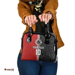 Custom Tonga and New Zealand Rugby Shoulder Handbag Maori Mix Ngatu Pattern