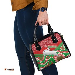 Custom Rabbitohs Rugby Christmas Shoulder Handbag Merry Xmas 2023 Mix Aboriginal Art