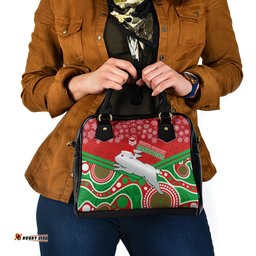 Custom Rabbitohs Rugby Christmas Shoulder Handbag Merry Xmas 2023 Mix Aboriginal Art