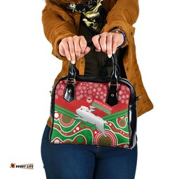 Custom Rabbitohs Rugby Christmas Shoulder Handbag Merry Xmas 2023 Mix Aboriginal Art