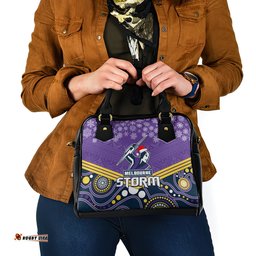 Custom Storm Rugby Christmas Shoulder Handbag Merry Xmas 2023 Mix Aboriginal Art