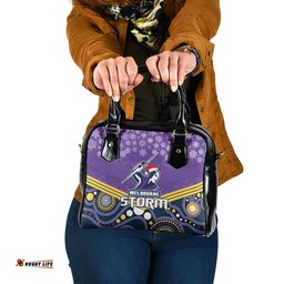 Custom Storm Rugby Christmas Shoulder Handbag Merry Xmas 2023 Mix Aboriginal Art