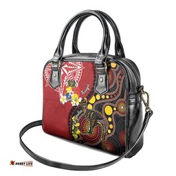 Tonga Ngatu And Australia Aboriginal Shoulder Handbag Tongan Dove And Kangaroo Together
