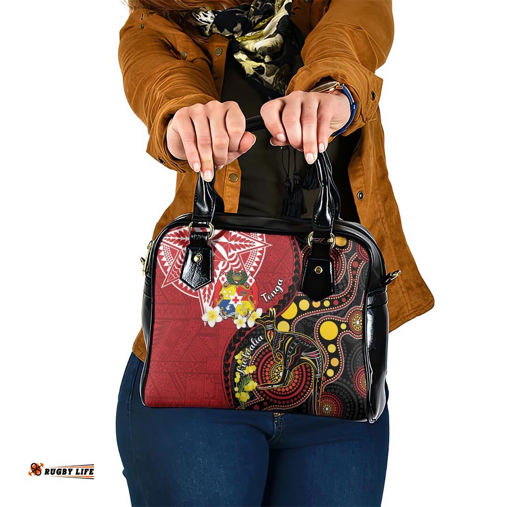 Tonga Ngatu And Australia Aboriginal Shoulder Handbag Tongan Dove And Kangaroo Together