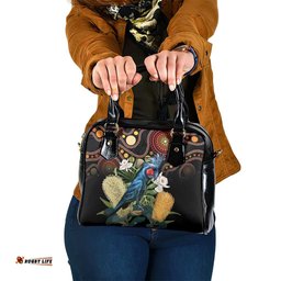 Australia Palm Cockatoo Shoulder Handbag Aussie Banksia - Aboriginal Pattern