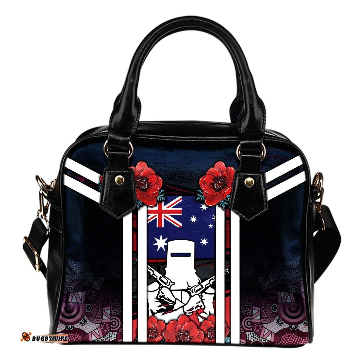 Shoulder Handbag - Anzac Day Bags - Poppy Flowerss Dot Painting Ver2