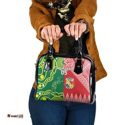 Custom Tonga XIII And Australia Kangaroos Shoulder Handbag Mate Maa Tongan Ngatu With Aboriginal