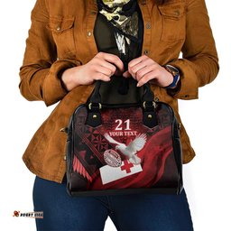 Custom Tonga XIII Rugby Tribal Tattoo Shoulder Handbag Mate Ma'a Tonga Kupesi Ngatu Grunge Style