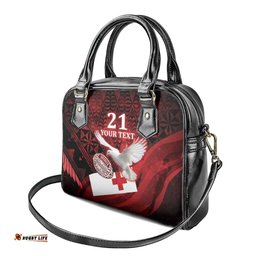 Custom Tonga XIII Rugby Tribal Tattoo Shoulder Handbag Mate Ma'a Tonga Kupesi Ngatu Grunge Style