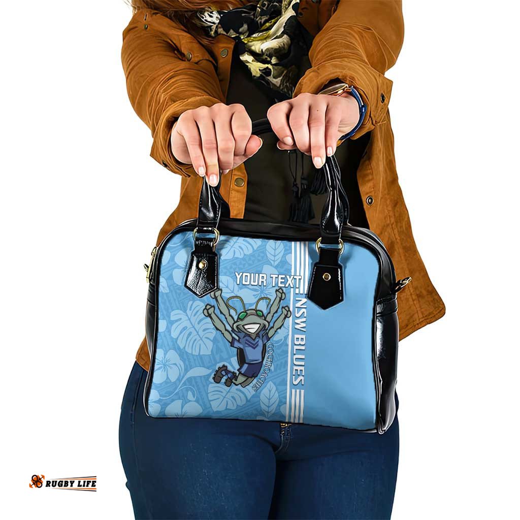Custom NSW Blues Rugby Shoulder Handbag Cockroaches Polynesian Pattern Tropical Vibes
