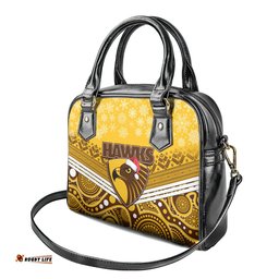 Hawthorn Football Christmas Shoulder Handbag Merry Xmas 2023 Mix Aboriginal Art
