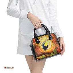 Australia Superb Lyrebird Shoulder Handbag Aboriginal Art