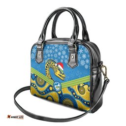 Custom Parramatta Eels Rugby Christmas Shoulder Handbag Merry Xmas 2023 Mix Aboriginal Art