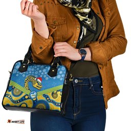 Custom Parramatta Eels Rugby Christmas Shoulder Handbag Merry Xmas 2023 Mix Aboriginal Art