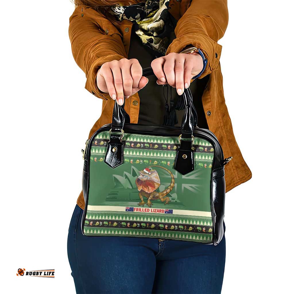 Aussie Frilled Lizard Shoulder Handbag Merry Christmas