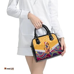 Custom Brisbane Lions Football Christmas Shoulder Handbag Merry Xmas 2023 Mix Aboriginal Art