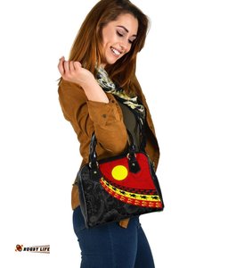 Aboriginal Shoulder Handbag, Indigenous Flag Circle Dot Painting