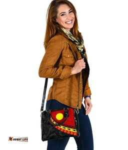 Aboriginal Shoulder Handbag, Indigenous Flag Circle Dot Painting