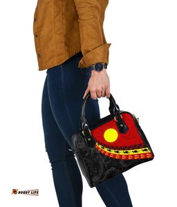 Aboriginal Shoulder Handbag, Indigenous Flag Circle Dot Painting