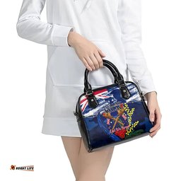 Australia And New Zealand ANZAC Day Shoulder Handbag Lest We Forget Silver Fern With Golden Wattle