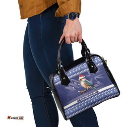 Aussie Kookaburra Shoulder Handbag Merry Christmas Blue Style