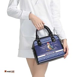 Aussie Kookaburra Shoulder Handbag Merry Christmas Blue Style