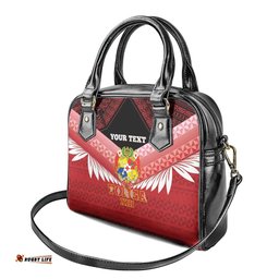 Custom Mate Maa Tonga XIII Shoulder Handbag Tongan Kupesi Ngatu - Rugby Style