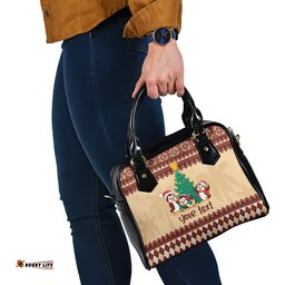 Australia Penguin Christmas Argyle Pattern Personalised Shoulder Handbag