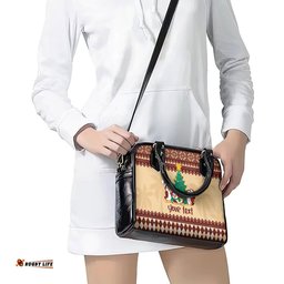 Australia Penguin Christmas Argyle Pattern Personalised Shoulder Handbag