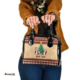 Australia Penguin Christmas Argyle Pattern Personalised Shoulder Handbag