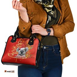 Personalised Australia Koala Christmas Shoulder Handbag Aboriginal Art With Golden Wattle