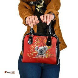 Personalised Australia Koala Christmas Shoulder Handbag Aboriginal Art With Golden Wattle