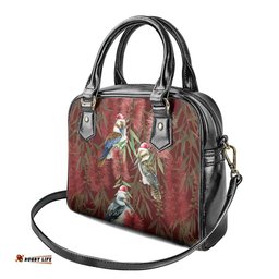 Australia Christmas Shoulder Handbag Kookaburra Santa on Red Bottlebrush