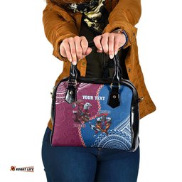 Personalised Eagles And Knights Rugby Shoulder Handbag Aboriginal Mix Polynesian Pattern