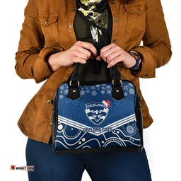 Geelong Football Christmas Shoulder Handbag Merry Xmas 2023 Mix Aboriginal Art