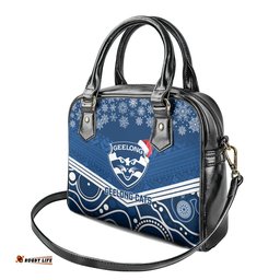 Geelong Football Christmas Shoulder Handbag Merry Xmas 2023 Mix Aboriginal Art