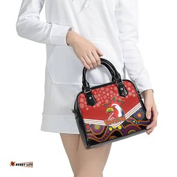 Custom Roosters Rugby Christmas Shoulder Handbag Merry Xmas 2023 Mix Aboriginal Art