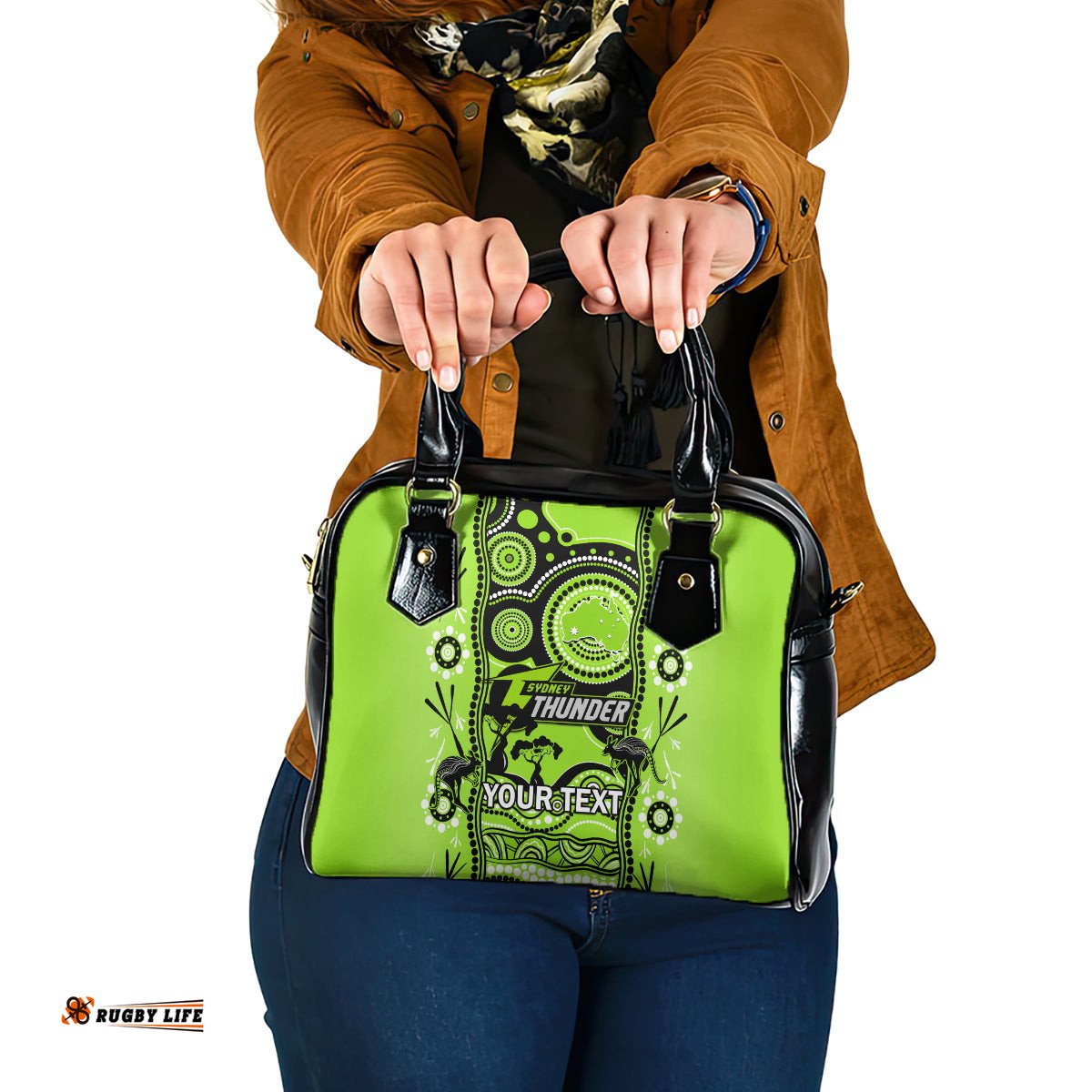 Custom Sydney Thunder Cricket Shoulder Handbag Happy Australia Day Aboriginal Art