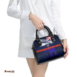 New Zealand and Australia ANZAC Day Shoulder Handbag Lest We Forget Red Poppy Flowers and Soldier