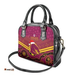 Brisbane Broncos Rugby Christmas Shoulder Handbag Merry Xmas 2023 Mix Aboriginal Art