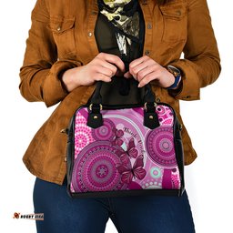 Australia Breast Cancer Shoulder Handbag Indigenous Butterfly No One Fights Alone