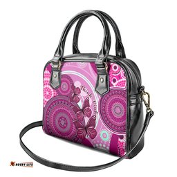 Australia Breast Cancer Shoulder Handbag Indigenous Butterfly No One Fights Alone