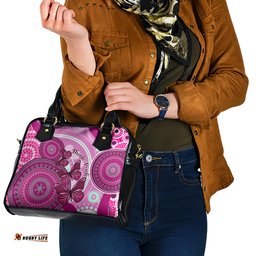 Australia Breast Cancer Shoulder Handbag Indigenous Butterfly No One Fights Alone