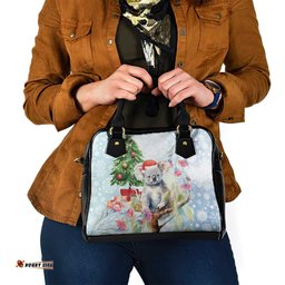 Australia Christmas Shoulder Handbag Koala Santa With Eucalyptus - Watercolor