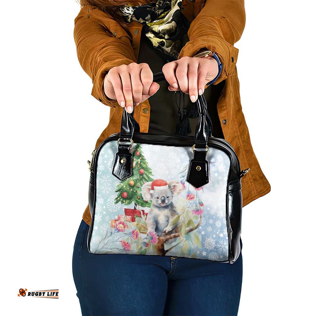 Australia Christmas Shoulder Handbag Koala Santa With Eucalyptus - Watercolor
