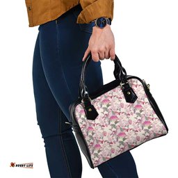 Pink Cockatoo Australia Shoulder Handbag Tropical Flowers - Seamless Pattern
