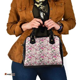 Pink Cockatoo Australia Shoulder Handbag Tropical Flowers - Seamless Pattern