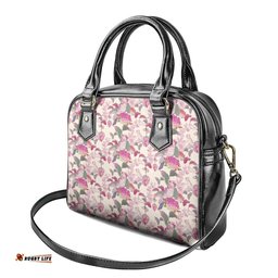 Pink Cockatoo Australia Shoulder Handbag Tropical Flowers - Seamless Pattern